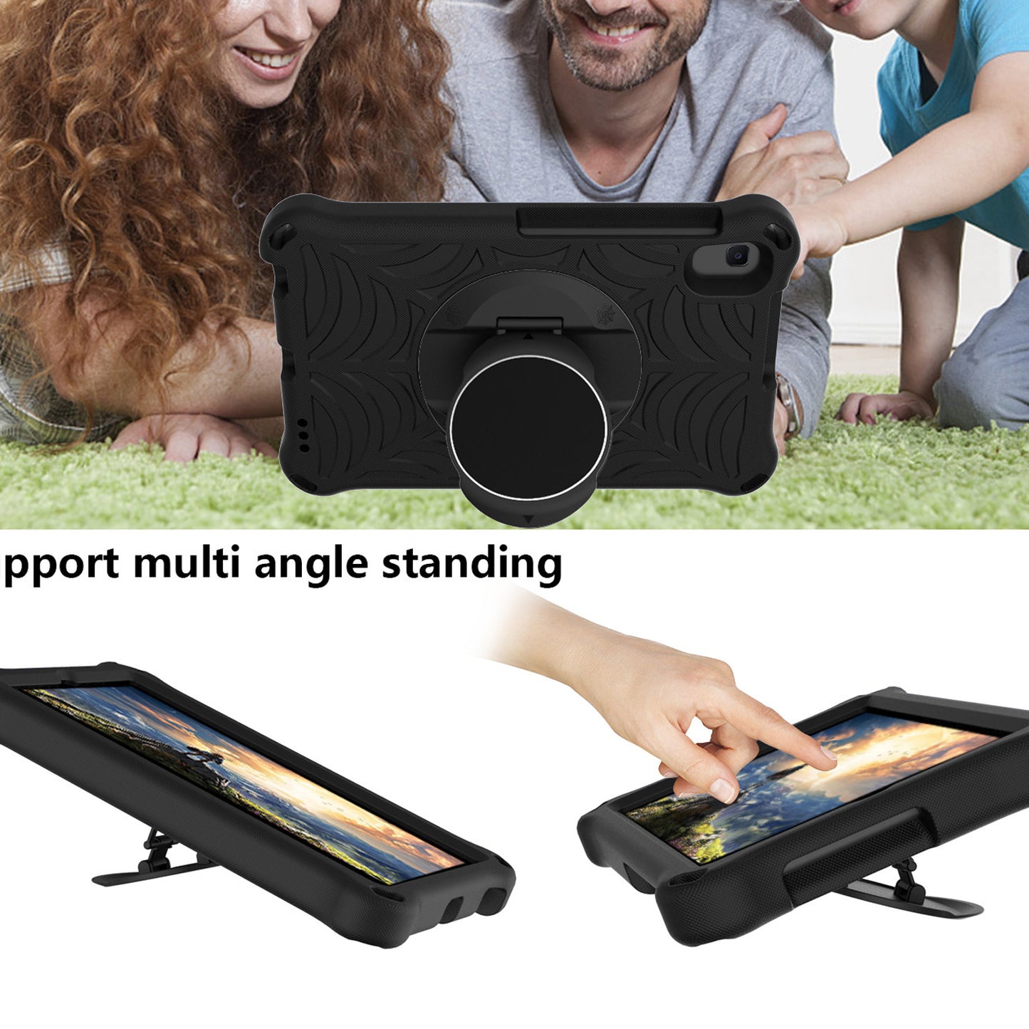 Stylish Spider Web Texture EVA Tablet Case Kickstand Cover Shell with Shoulder Strap for Lenovo Tab M8 (1st Gen) TB-8505/M8 (2nd Gen) TB-8705/M8 (3rd Gen) TB-8506