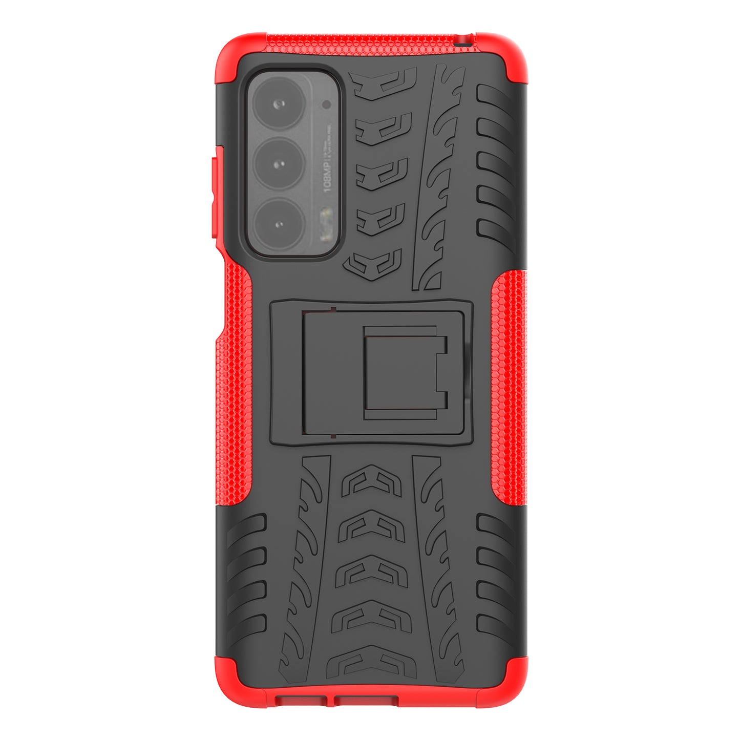 Kickstand Tire Texture Soft TPU Bumper Hard PC Back Protective Cover for Motorola Edge (2021)