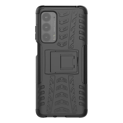 Kickstand Tire Texture Soft TPU Bumper Hard PC Back Protective Cover for Motorola Edge (2021)