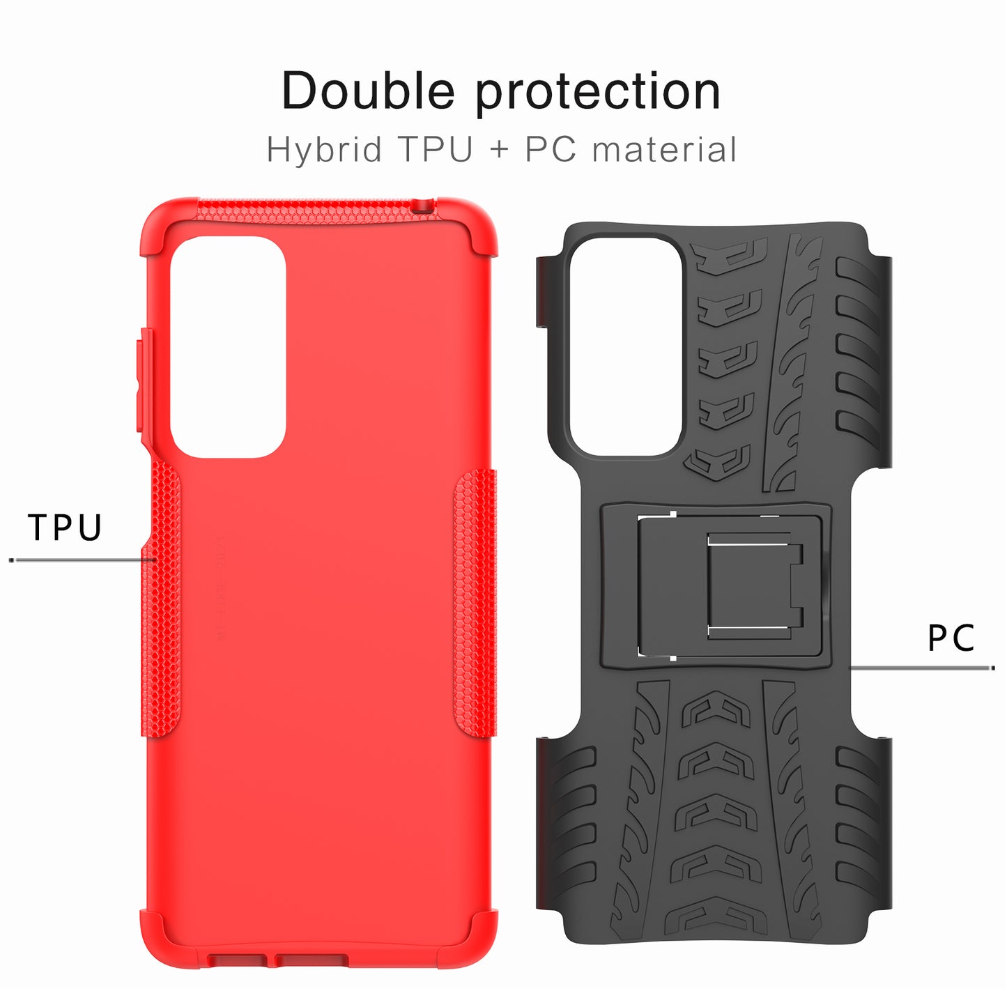 Kickstand Tire Texture Soft TPU Bumper Hard PC Back Protective Cover for Motorola Edge (2021)