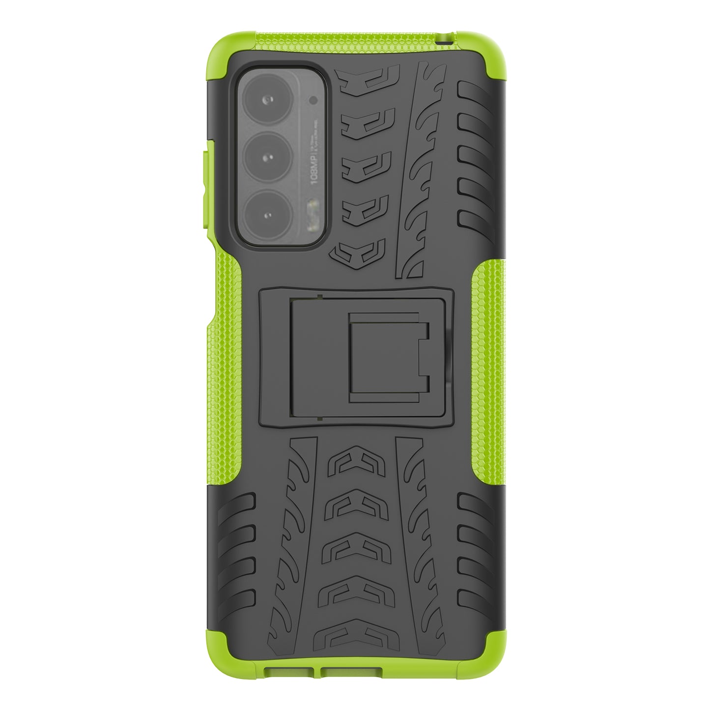 Kickstand Tire Texture Soft TPU Bumper Hard PC Back Protective Cover for Motorola Edge (2021)