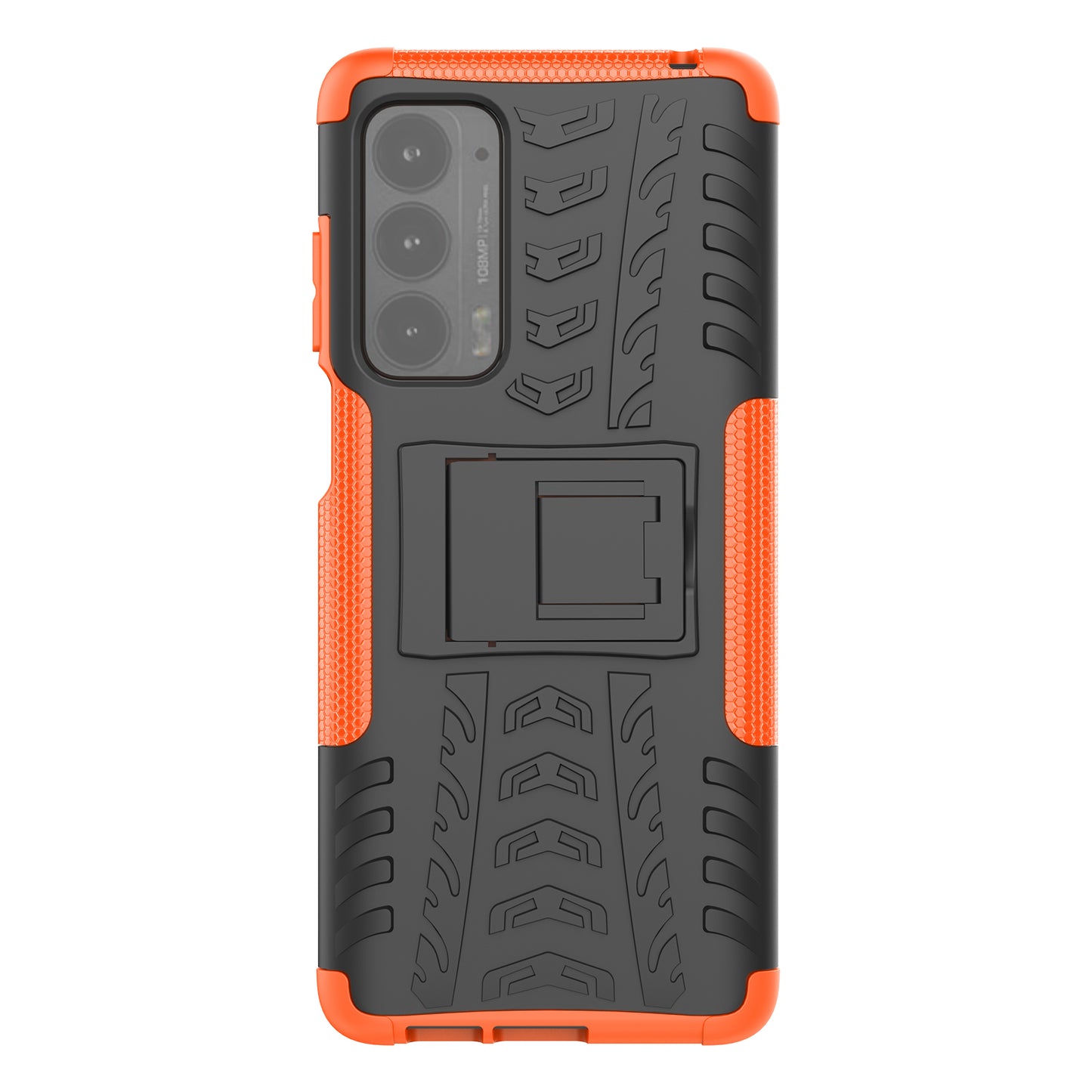 Kickstand Tire Texture Soft TPU Bumper Hard PC Back Protective Cover for Motorola Edge (2021)