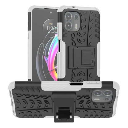 Tire Texture Dual Layer Flexible TPU + Hard PC Anti-Slip Protective Phone Case with Kickstand for Motorola Edge 20 Lite