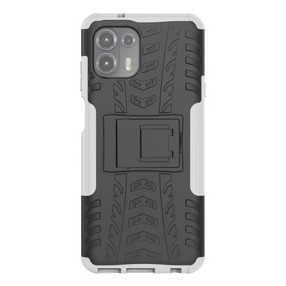 Tire Texture Dual Layer Flexible TPU + Hard PC Anti-Slip Protective Phone Case with Kickstand for Motorola Edge 20 Lite