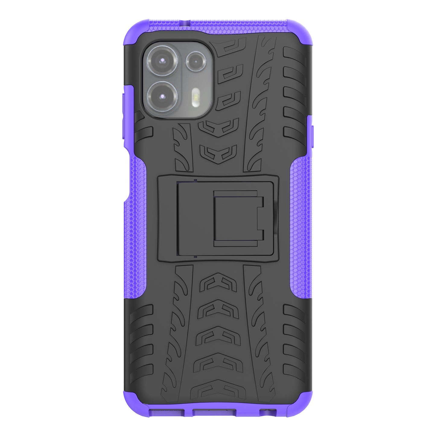 Tire Texture Dual Layer Flexible TPU + Hard PC Anti-Slip Protective Phone Case with Kickstand for Motorola Edge 20 Lite