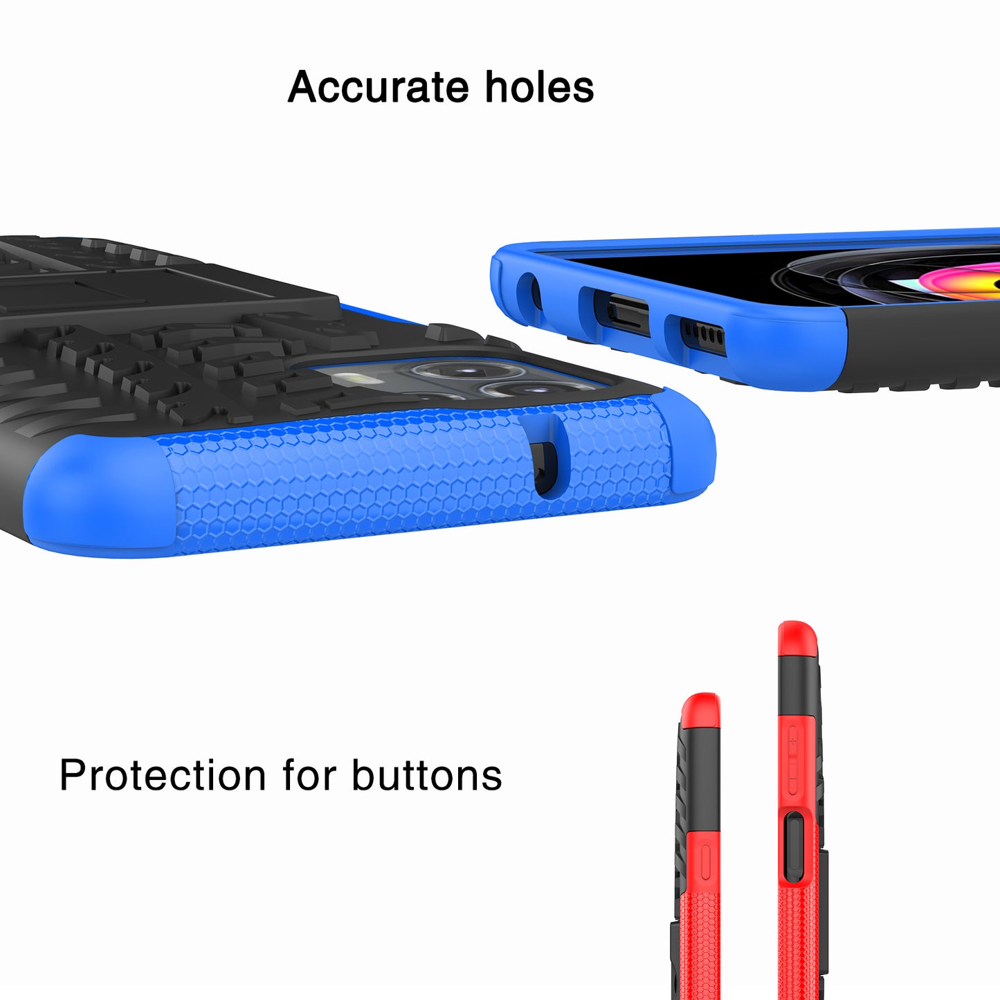 Tire Texture Dual Layer Flexible TPU + Hard PC Anti-Slip Protective Phone Case with Kickstand for Motorola Edge 20 Lite