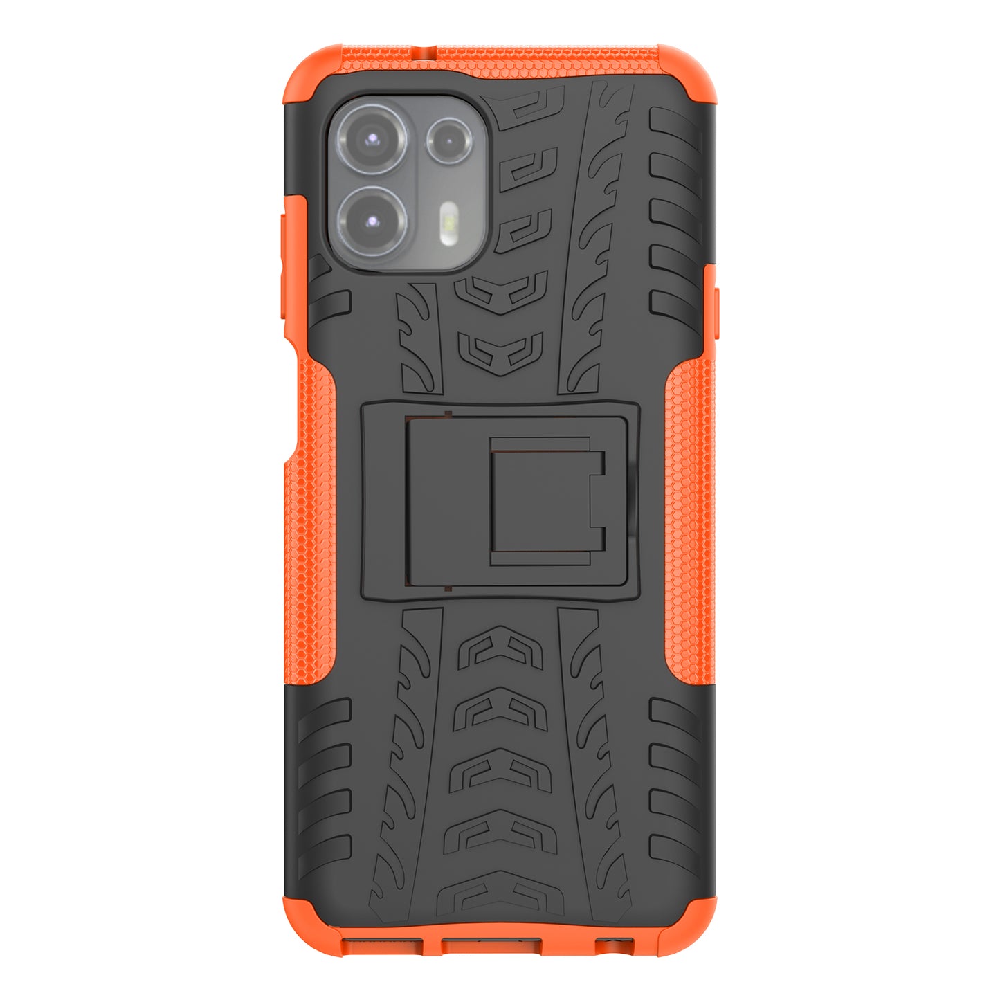 Tire Texture Dual Layer Flexible TPU + Hard PC Anti-Slip Protective Phone Case with Kickstand for Motorola Edge 20 Lite