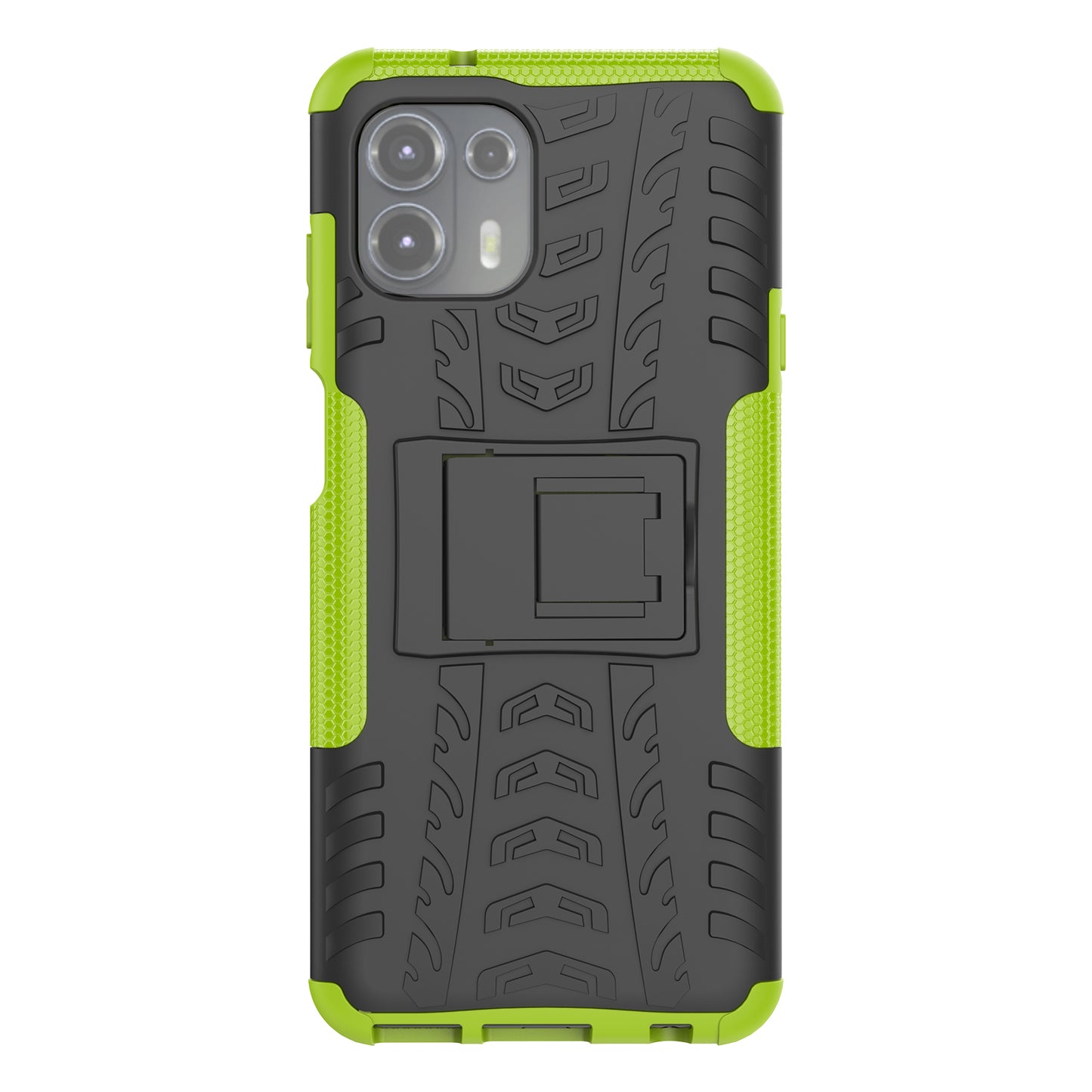 Tire Texture Dual Layer Flexible TPU + Hard PC Anti-Slip Protective Phone Case with Kickstand for Motorola Edge 20 Lite