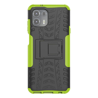 Tire Texture Dual Layer Flexible TPU + Hard PC Anti-Slip Protective Phone Case with Kickstand for Motorola Edge 20 Lite