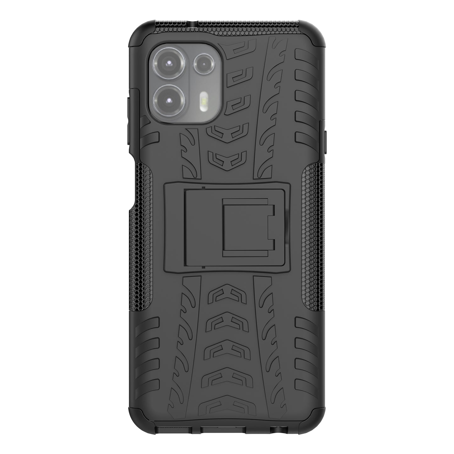 Tire Texture Dual Layer Flexible TPU + Hard PC Anti-Slip Protective Phone Case with Kickstand for Motorola Edge 20 Lite