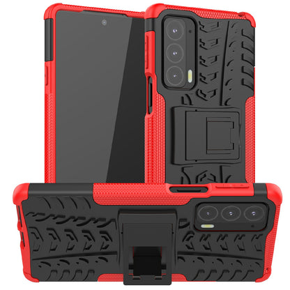 Tire Texture Shock-Absorption Hard PC + TPU Protective Back Cover with Kickstand for Motorola Edge 20