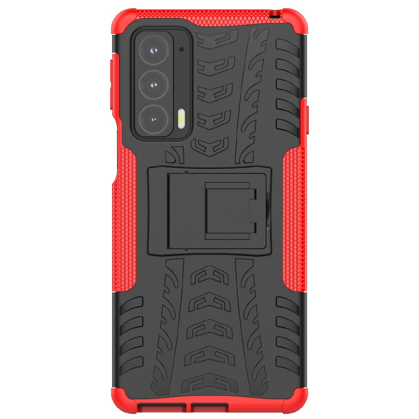 Tire Texture Shock-Absorption Hard PC + TPU Protective Back Cover with Kickstand for Motorola Edge 20