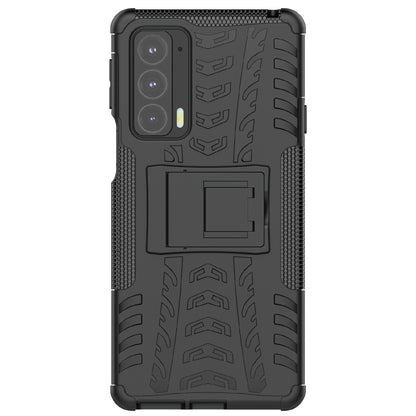 Tire Texture Shock-Absorption Hard PC + TPU Protective Back Cover with Kickstand for Motorola Edge 20