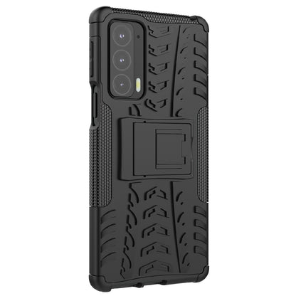 Tire Texture Shock-Absorption Hard PC + TPU Protective Back Cover with Kickstand for Motorola Edge 20