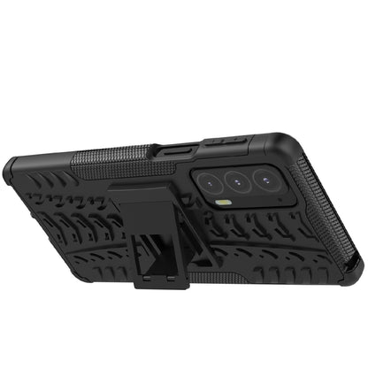 Tire Texture Shock-Absorption Hard PC + TPU Protective Back Cover with Kickstand for Motorola Edge 20