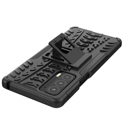 Tire Texture Shock-Absorption Hard PC + TPU Protective Back Cover with Kickstand for Motorola Edge 20