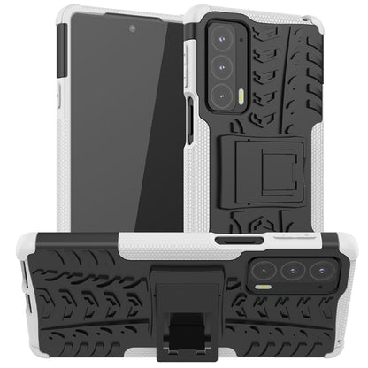 Tire Texture Shock-Absorption Hard PC + TPU Protective Back Cover with Kickstand for Motorola Edge 20