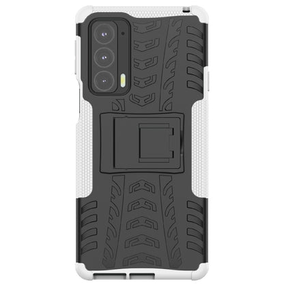 Tire Texture Shock-Absorption Hard PC + TPU Protective Back Cover with Kickstand for Motorola Edge 20