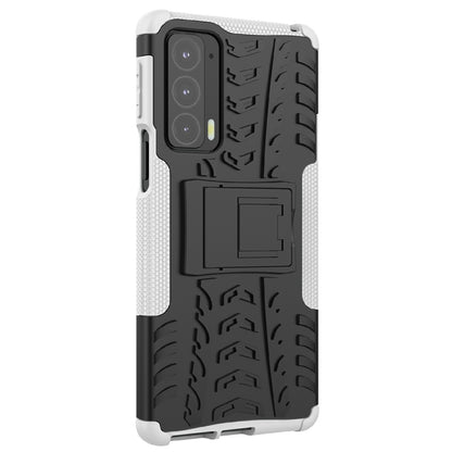 Tire Texture Shock-Absorption Hard PC + TPU Protective Back Cover with Kickstand for Motorola Edge 20