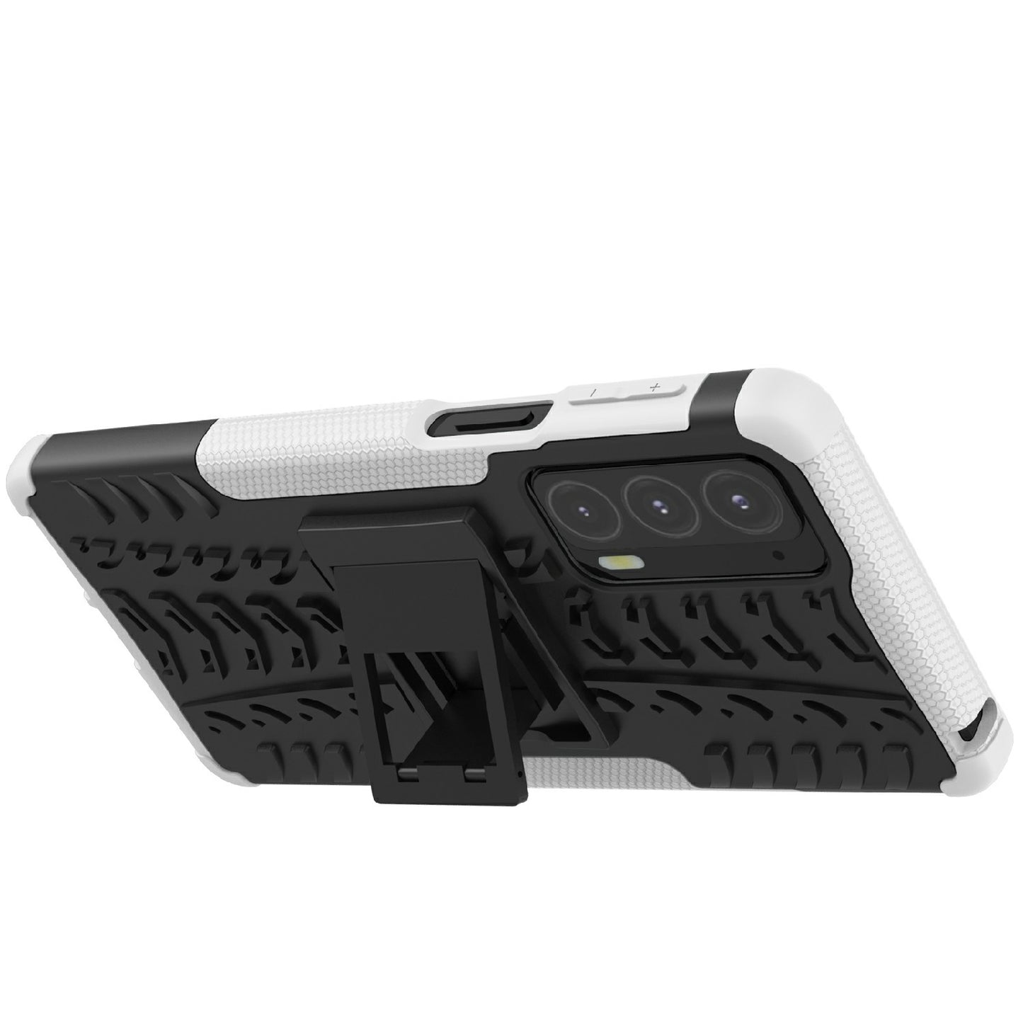 Tire Texture Shock-Absorption Hard PC + TPU Protective Back Cover with Kickstand for Motorola Edge 20