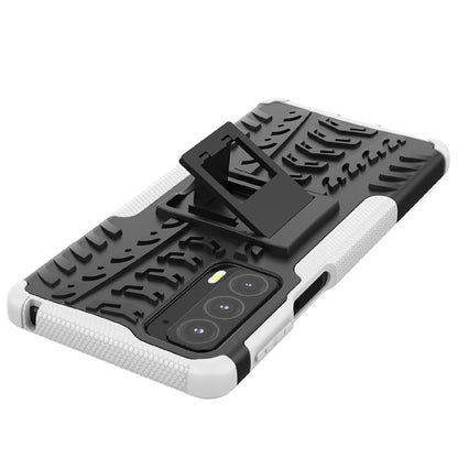 Tire Texture Shock-Absorption Hard PC + TPU Protective Back Cover with Kickstand for Motorola Edge 20