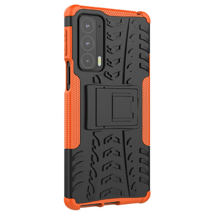 Tire Texture Shock-Absorption Hard PC + TPU Protective Back Cover with Kickstand for Motorola Edge 20