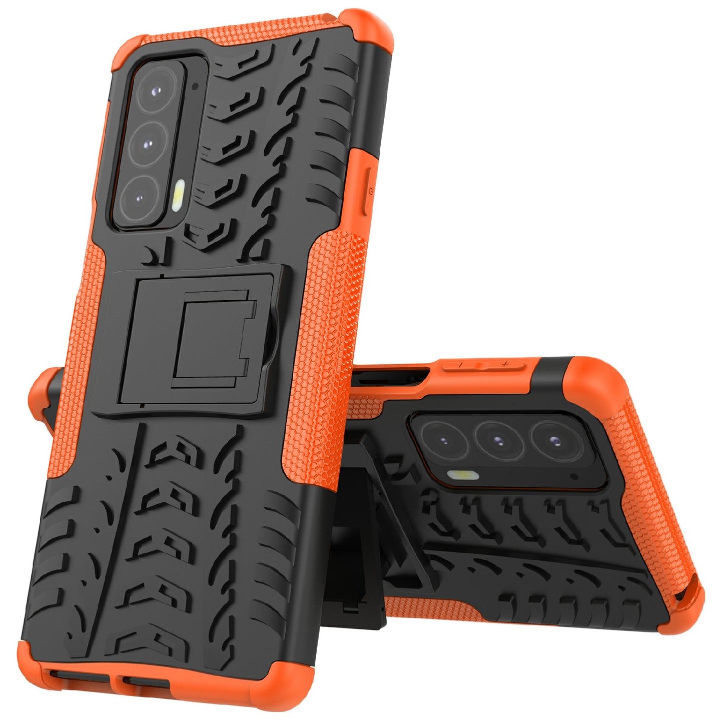 Tire Texture Shock-Absorption Hard PC + TPU Protective Back Cover with Kickstand for Motorola Edge 20