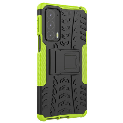 Tire Texture Shock-Absorption Hard PC + TPU Protective Back Cover with Kickstand for Motorola Edge 20