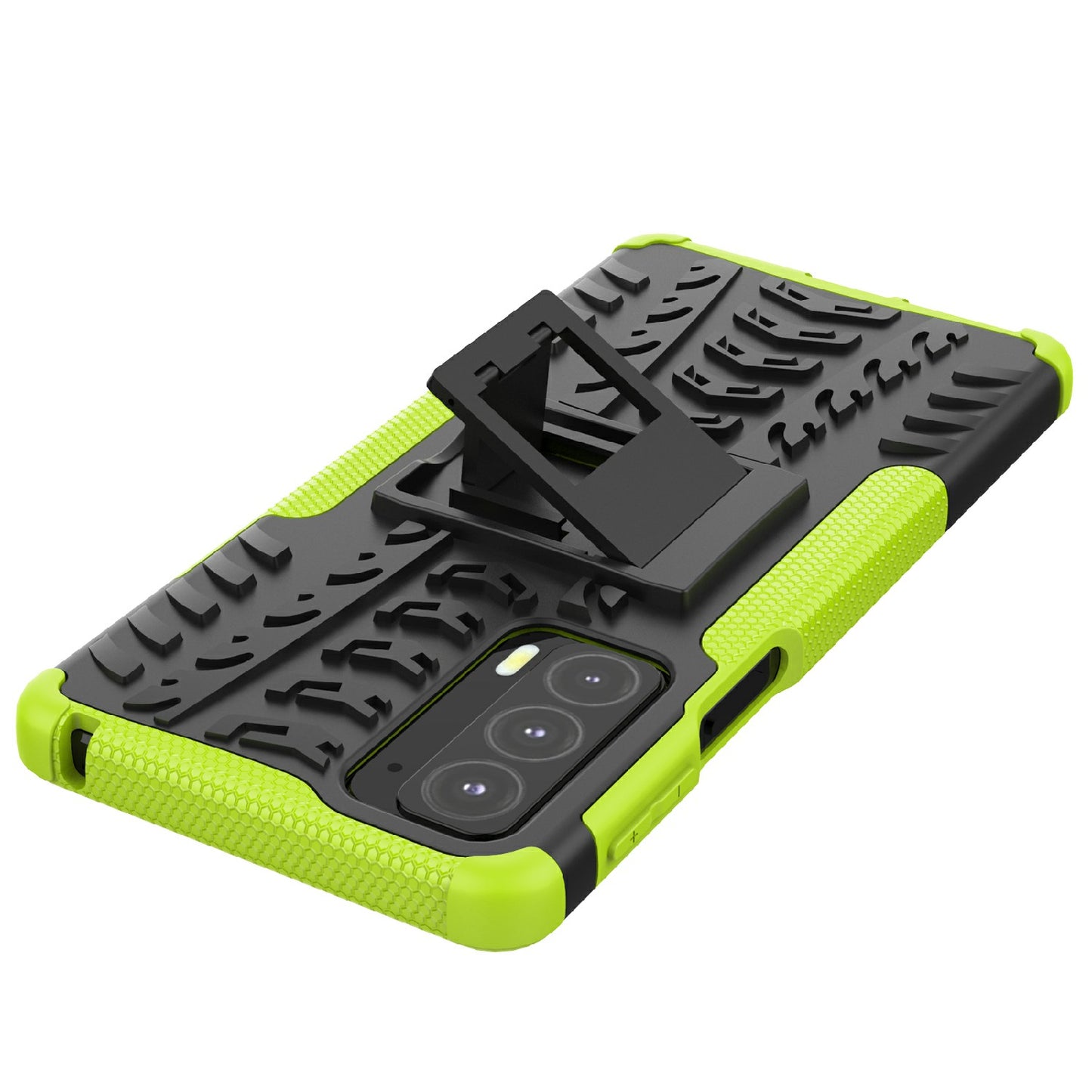 Tire Texture Shock-Absorption Hard PC + TPU Protective Back Cover with Kickstand for Motorola Edge 20