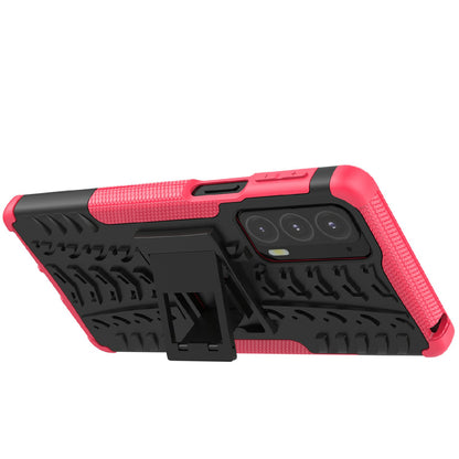 Tire Texture Shock-Absorption Hard PC + TPU Protective Back Cover with Kickstand for Motorola Edge 20