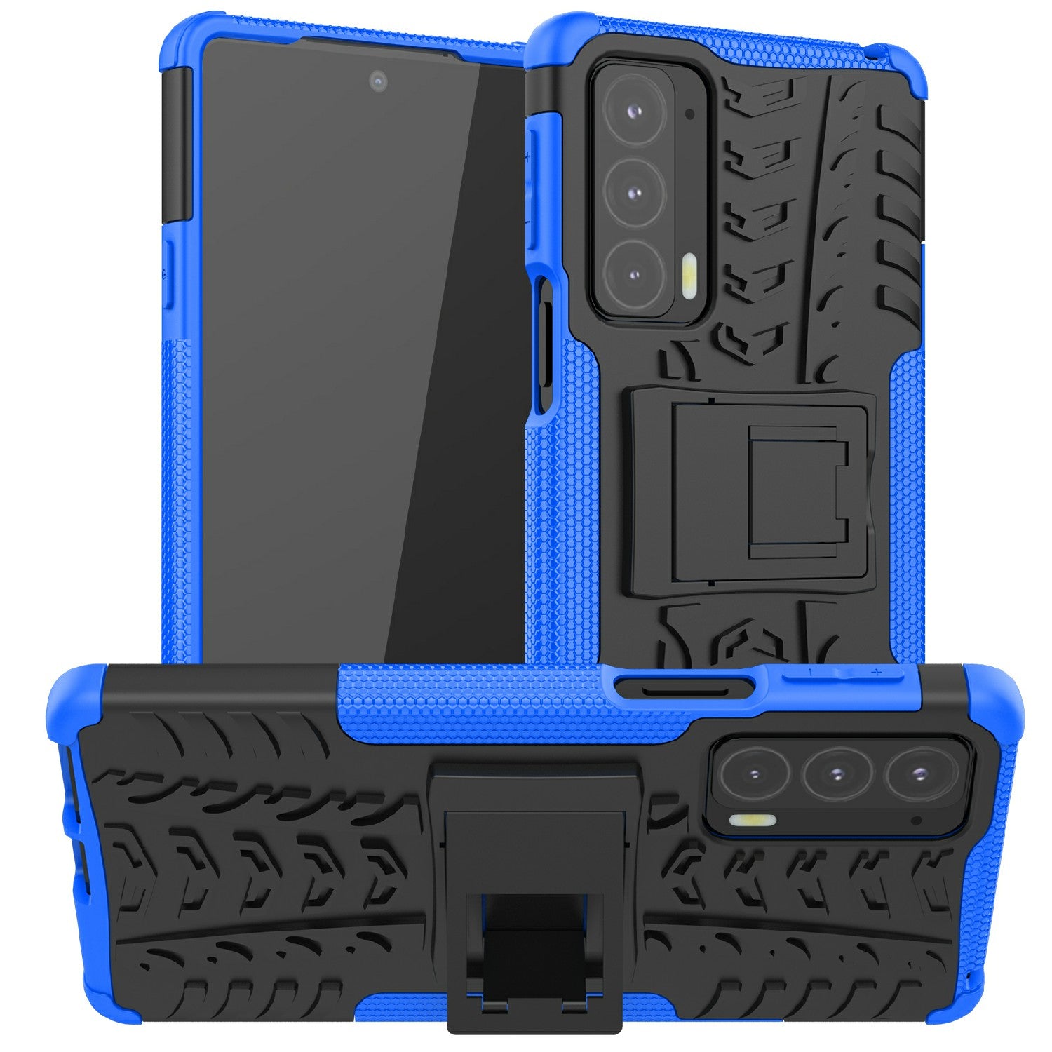 Tire Texture Shock-Absorption Hard PC + TPU Protective Back Cover with Kickstand for Motorola Edge 20