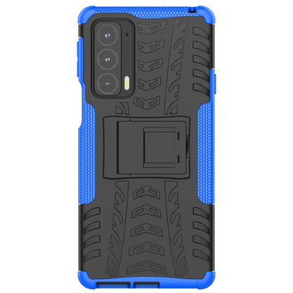 Tire Texture Shock-Absorption Hard PC + TPU Protective Back Cover with Kickstand for Motorola Edge 20