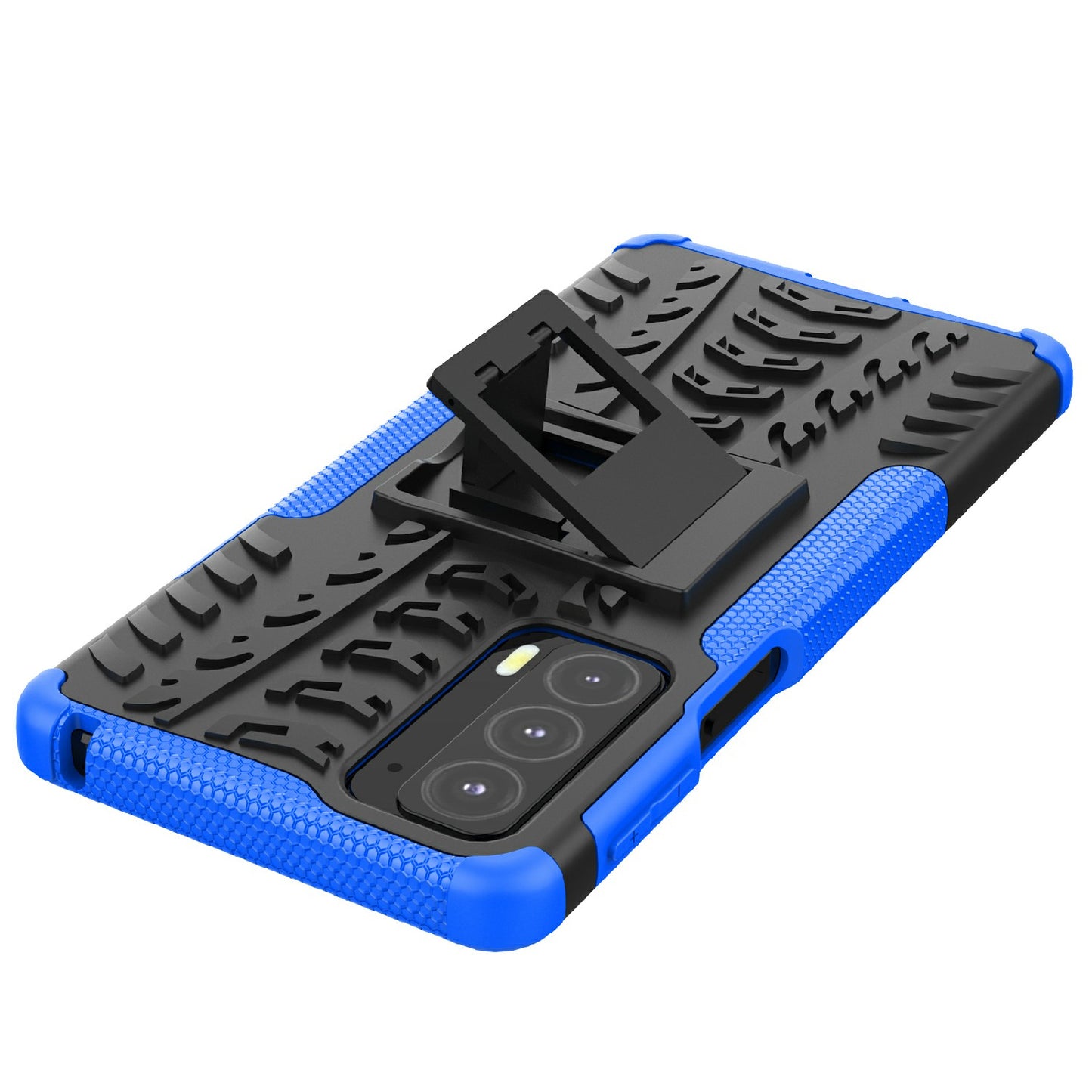 Tire Texture Shock-Absorption Hard PC + TPU Protective Back Cover with Kickstand for Motorola Edge 20