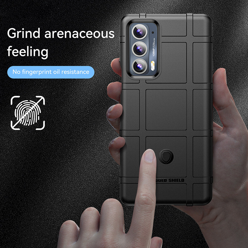 Rugged Square Grid Design Anti-Drop Anti-Fingerprint Thicken TPU Mobile Phone Case Cover for Motorola Edge 20