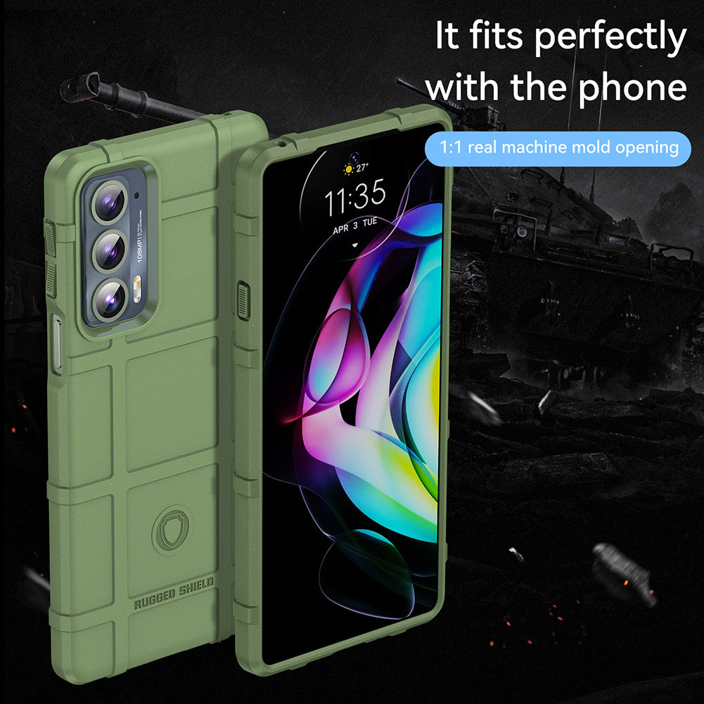 Rugged Square Grid Design Anti-Drop Anti-Fingerprint Thicken TPU Mobile Phone Case Cover for Motorola Edge 20