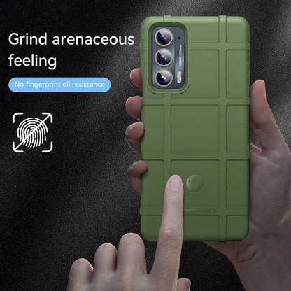 Rugged Square Grid Design Anti-Drop Anti-Fingerprint Thicken TPU Mobile Phone Case Cover for Motorola Edge 20