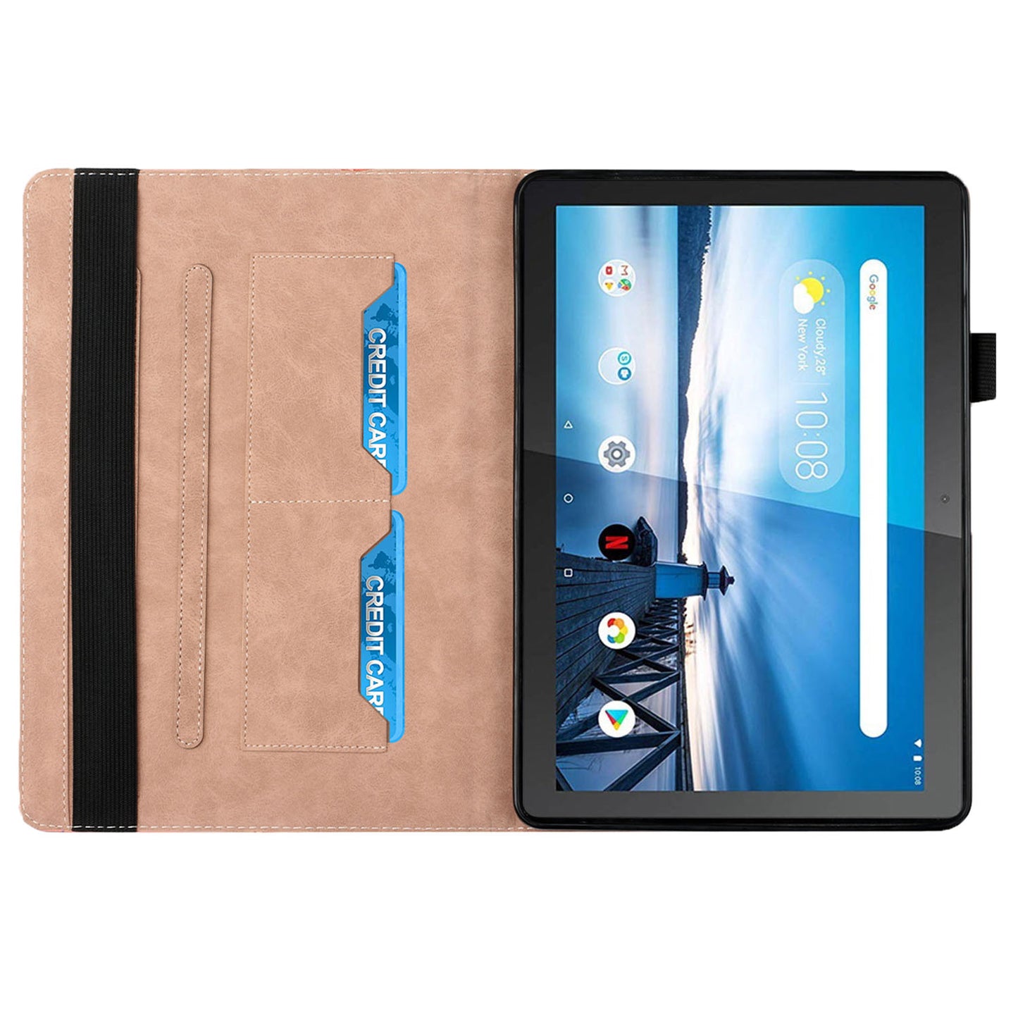 All-Inclusive Rhombus Imprinting Anti-Wear Skin-Touch PU Leather Tablet Protective Cover Case with Card Slots for Lenovo M10 FHD REL TB-X505F/X605F