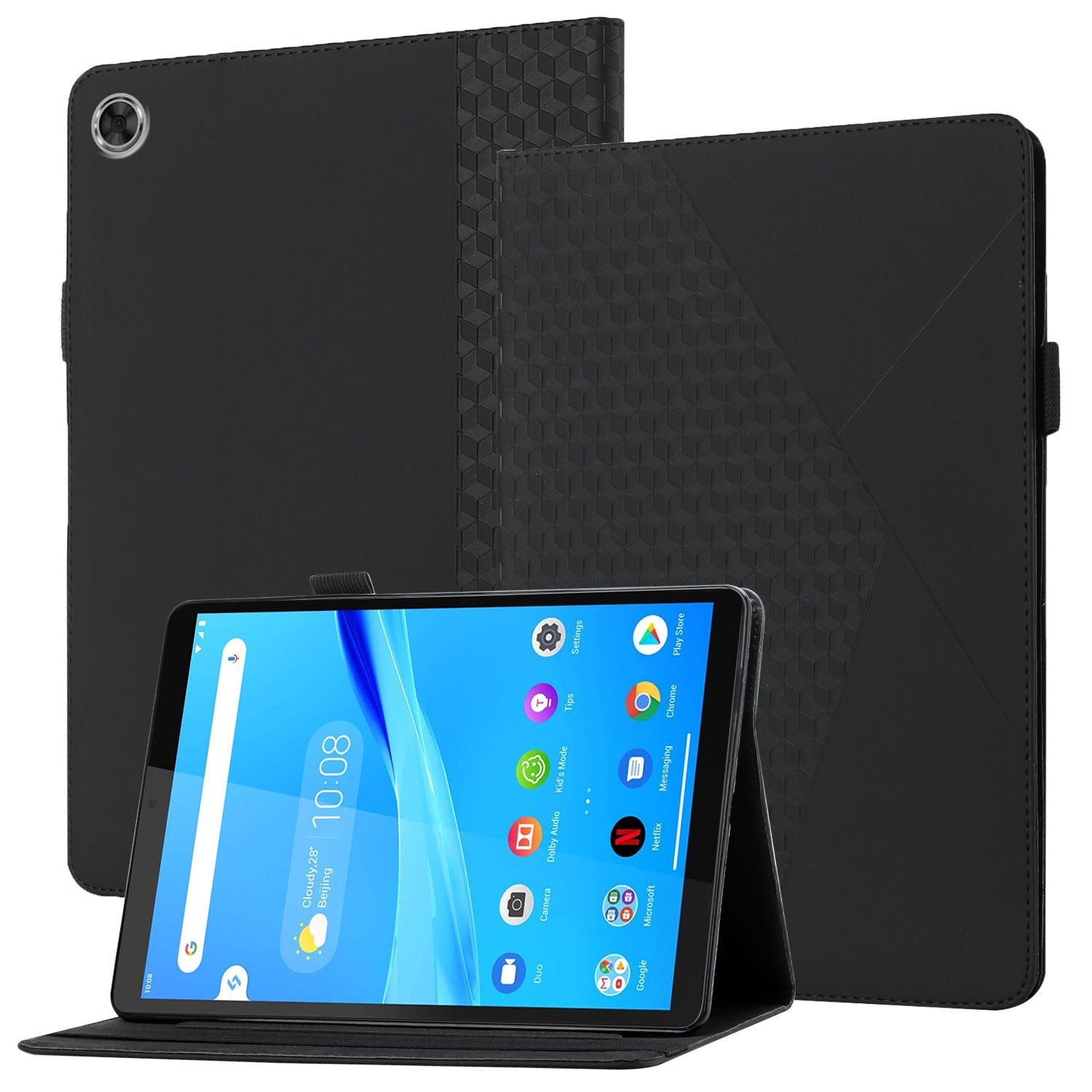 Multi-Color Rhombus Imprinting Skin-Touch PU Leather Tablet Protective Cover Case with Card Slots for Lenovo Tab M8 (FHD)/Tab M8 (2nd Gen) TB-8705F/8705X/8505X