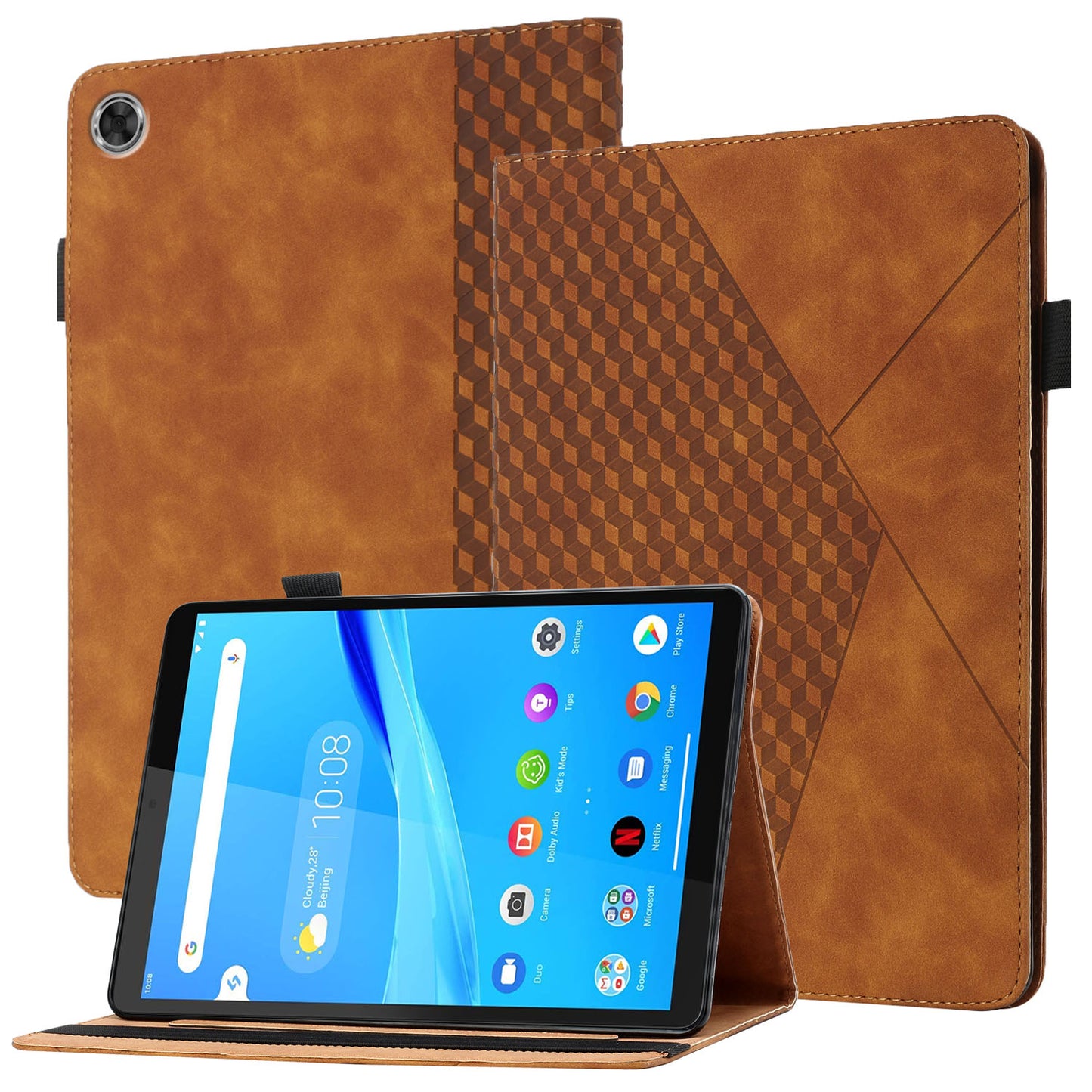 Multi-Color Rhombus Imprinting Skin-Touch PU Leather Tablet Protective Cover Case with Card Slots for Lenovo Tab M8 (FHD)/Tab M8 (2nd Gen) TB-8705F/8705X/8505X