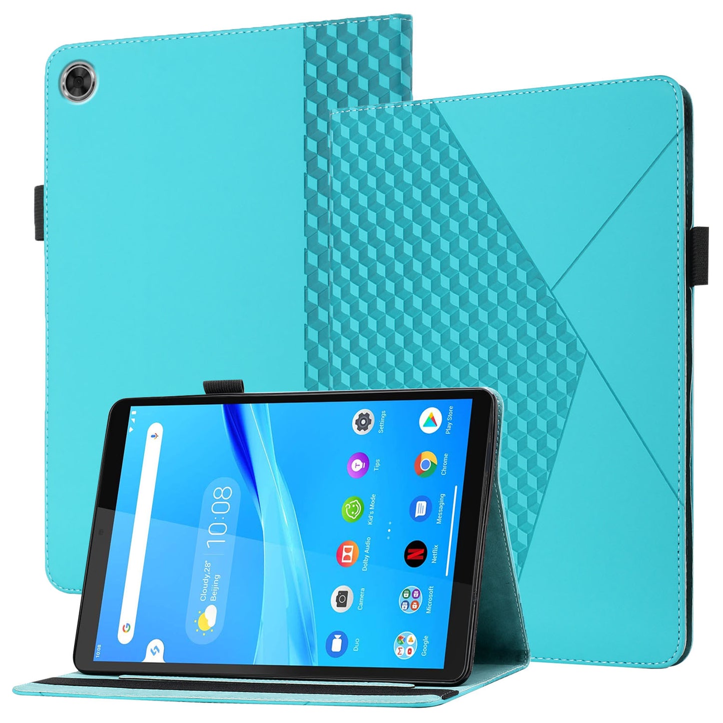 Multi-Color Rhombus Imprinting Skin-Touch PU Leather Tablet Protective Cover Case with Card Slots for Lenovo Tab M8 (FHD)/Tab M8 (2nd Gen) TB-8705F/8705X/8505X