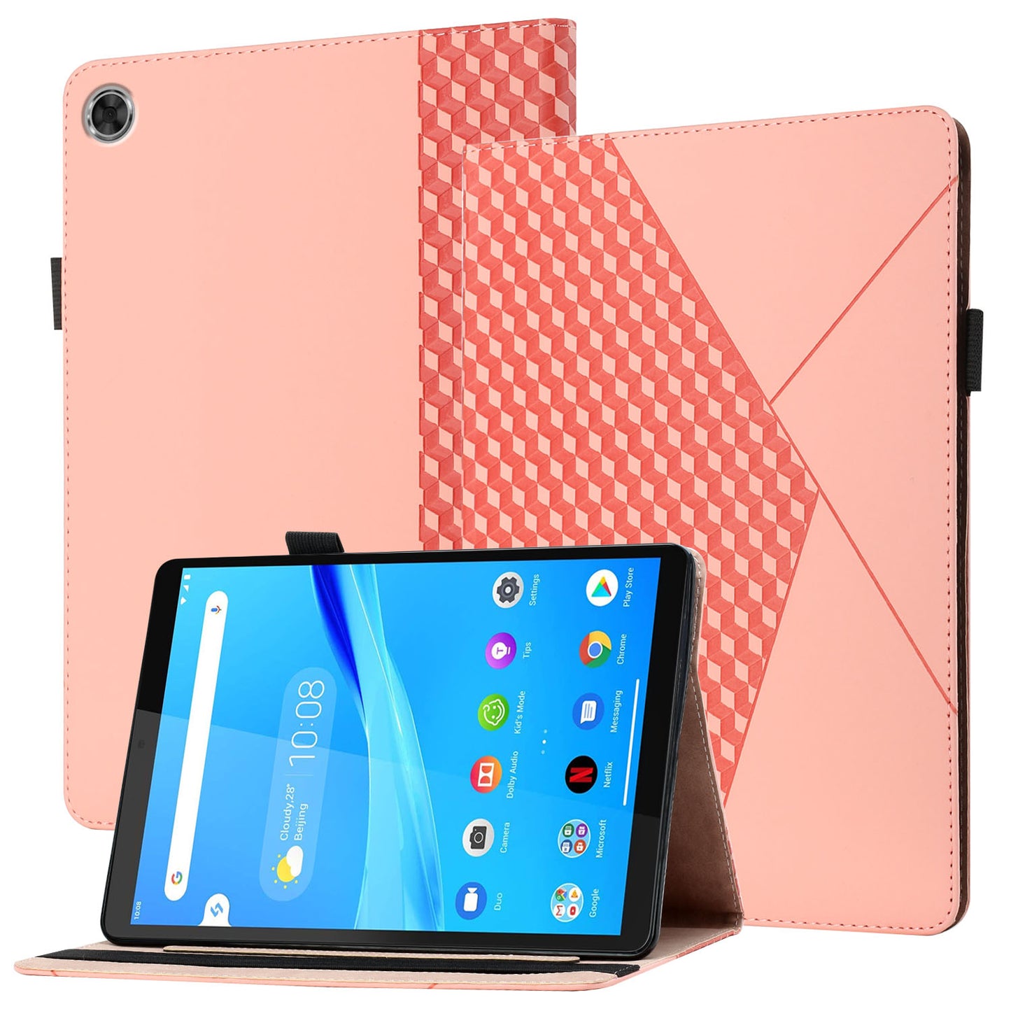 Multi-Color Rhombus Imprinting Skin-Touch PU Leather Tablet Protective Cover Case with Card Slots for Lenovo Tab M8 (FHD)/Tab M8 (2nd Gen) TB-8705F/8705X/8505X