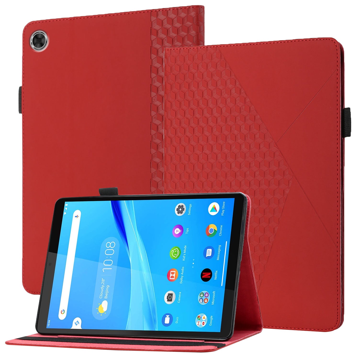 Multi-Color Rhombus Imprinting Skin-Touch PU Leather Tablet Protective Cover Case with Card Slots for Lenovo Tab M8 (FHD)/Tab M8 (2nd Gen) TB-8705F/8705X/8505X