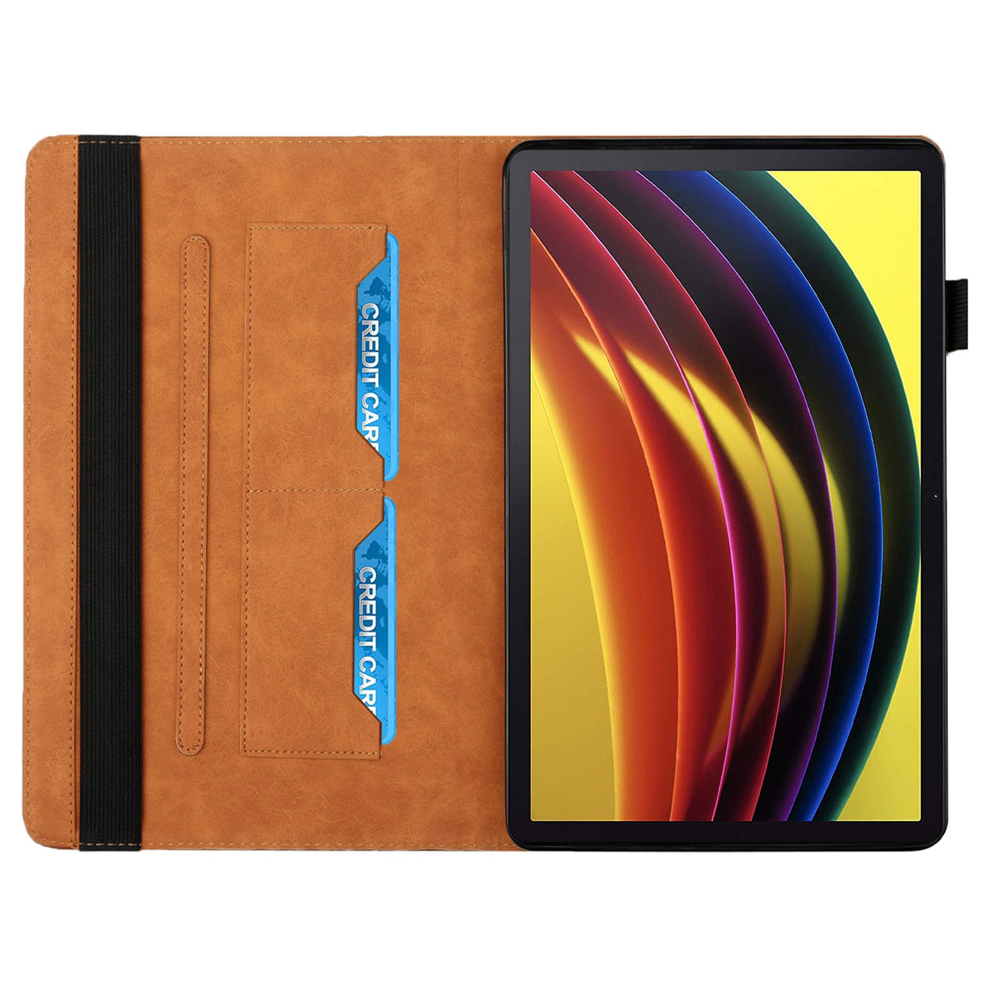 Rhombus Imprinting Scratch-Resistant Skin-Touch Leather + PU Tablet Protective Case Cover with Card Slots for Lenovo Tab P11 TB-J606F / Tab P11 5G