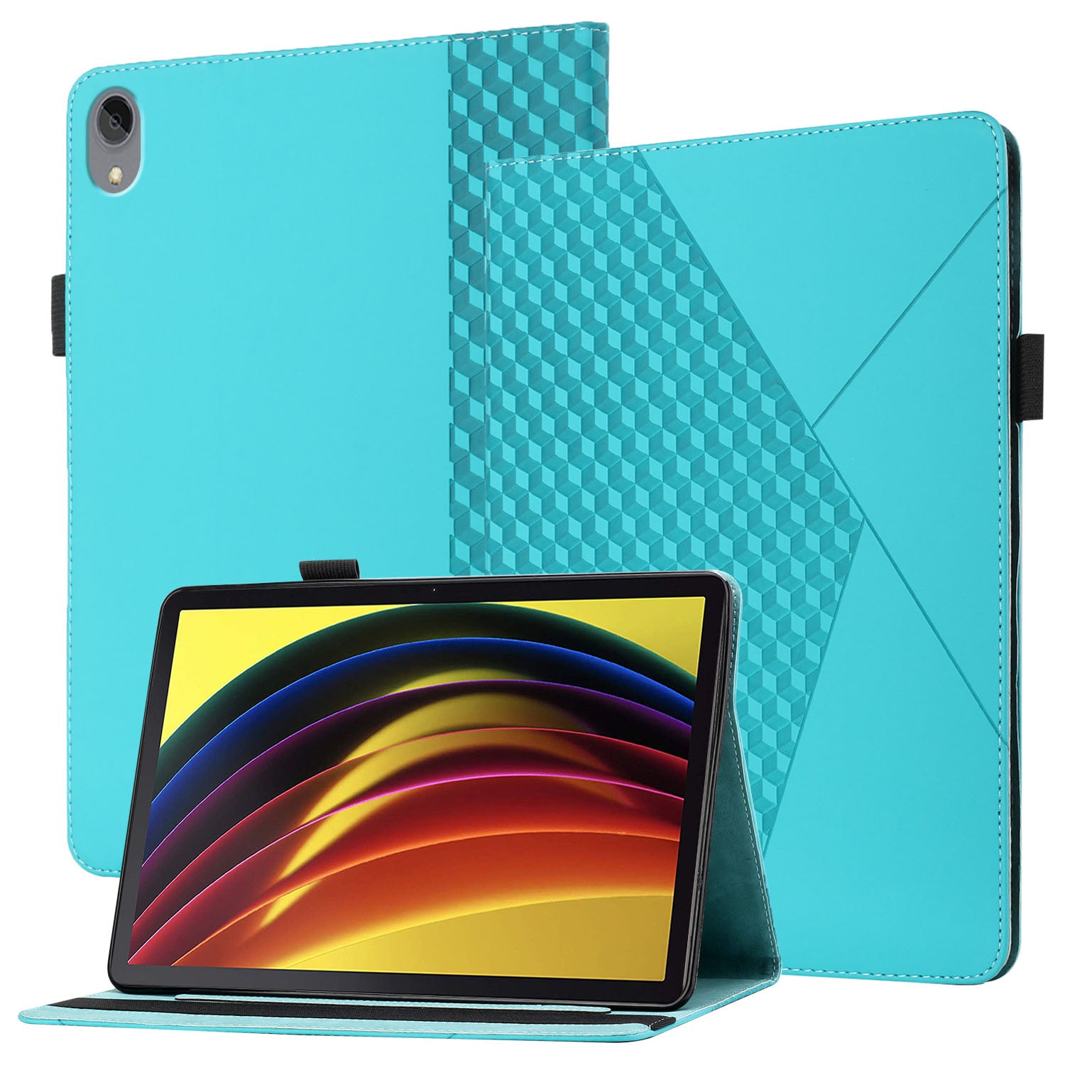 Rhombus Imprinting Scratch-Resistant Skin-Touch Leather + PU Tablet Protective Case Cover with Card Slots for Lenovo Tab P11 TB-J606F / Tab P11 5G