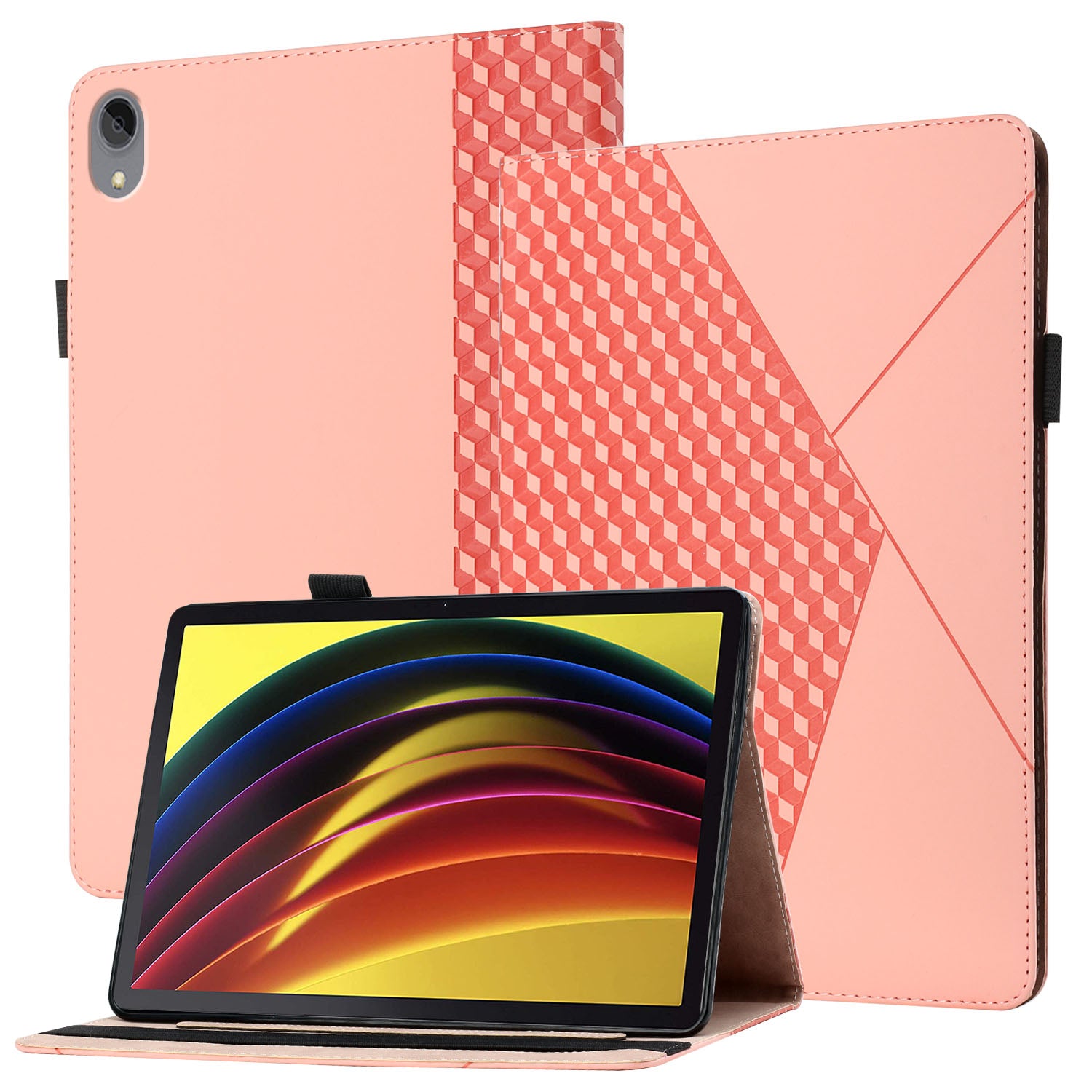 Rhombus Imprinting Scratch-Resistant Skin-Touch Leather + PU Tablet Protective Case Cover with Card Slots for Lenovo Tab P11 TB-J606F / Tab P11 5G