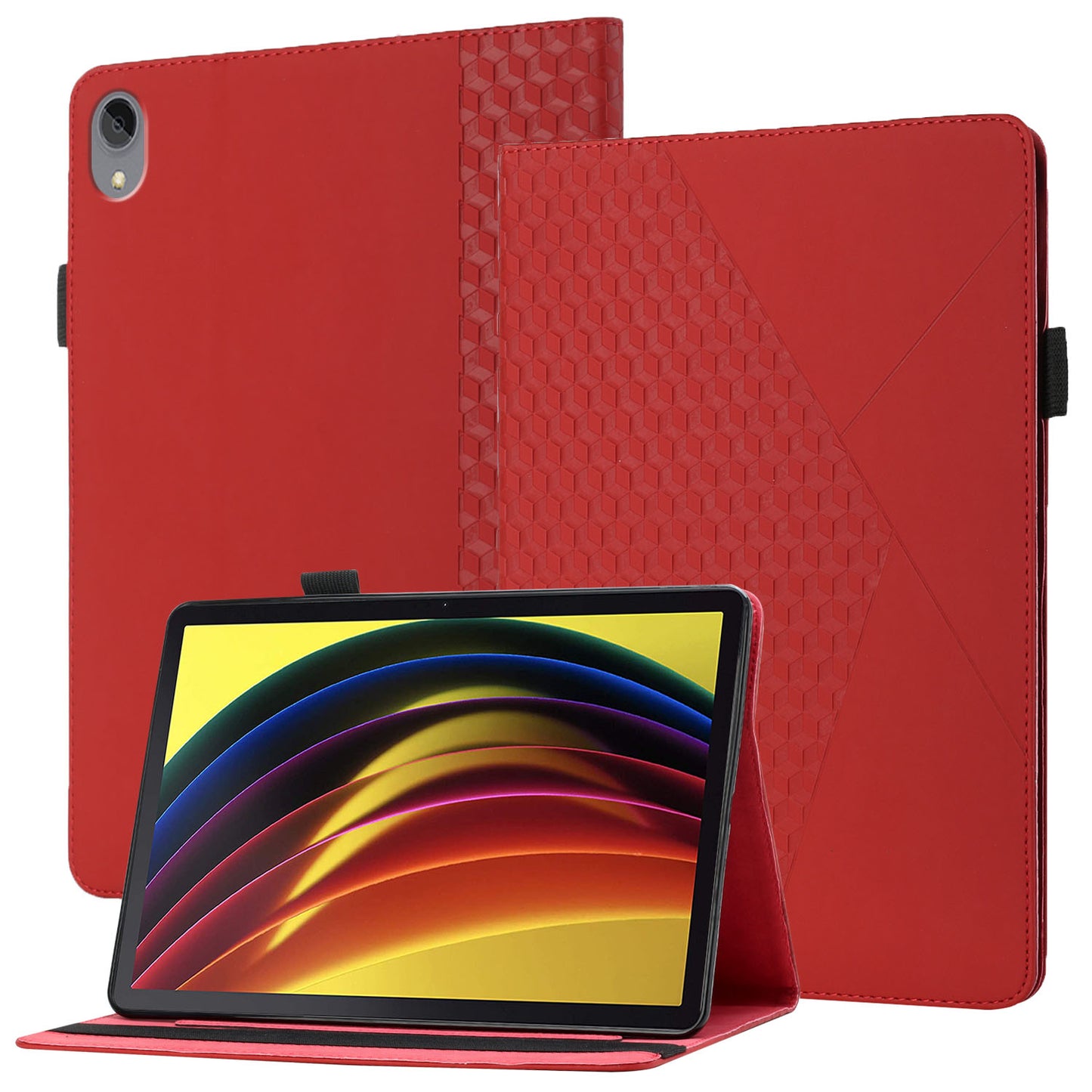 Rhombus Imprinting Scratch-Resistant Skin-Touch Leather + PU Tablet Protective Case Cover with Card Slots for Lenovo Tab P11 TB-J606F / Tab P11 5G