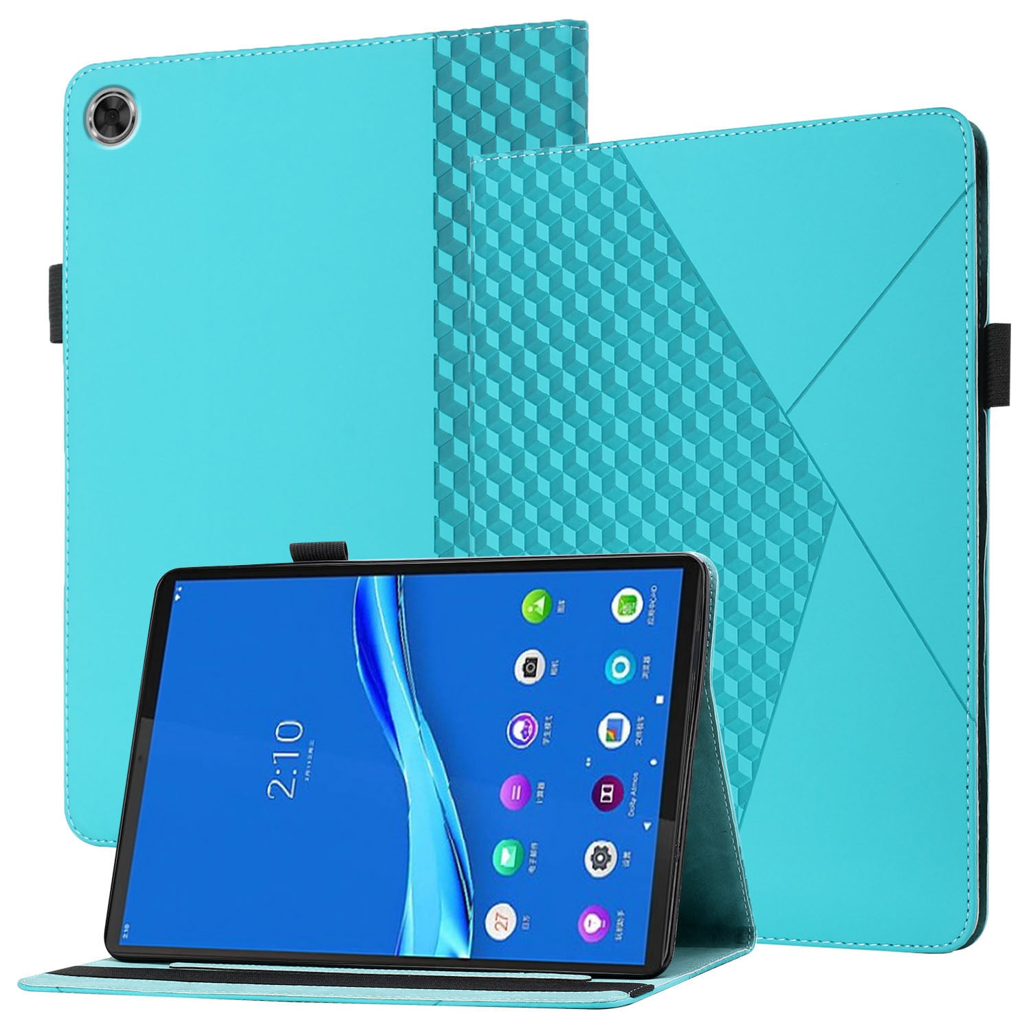 Drop-Proof Rhombus Imprinting Skin-Touch Leather + PU Tablet Protective Case Cover with Card Slots for Lenovo Tab M10 Plus TB-X606F