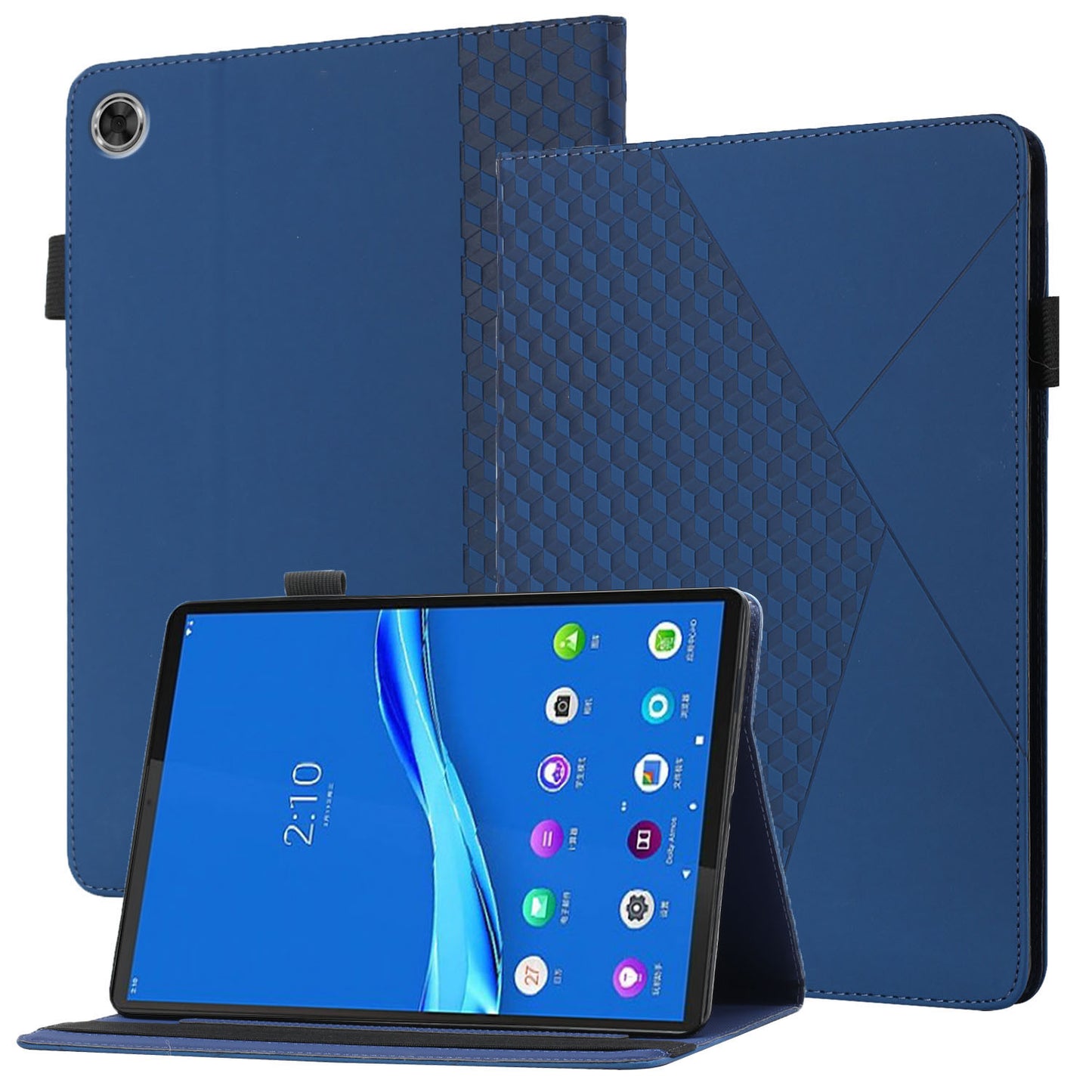 Drop-Proof Rhombus Imprinting Skin-Touch Leather + PU Tablet Protective Case Cover with Card Slots for Lenovo Tab M10 Plus TB-X606F