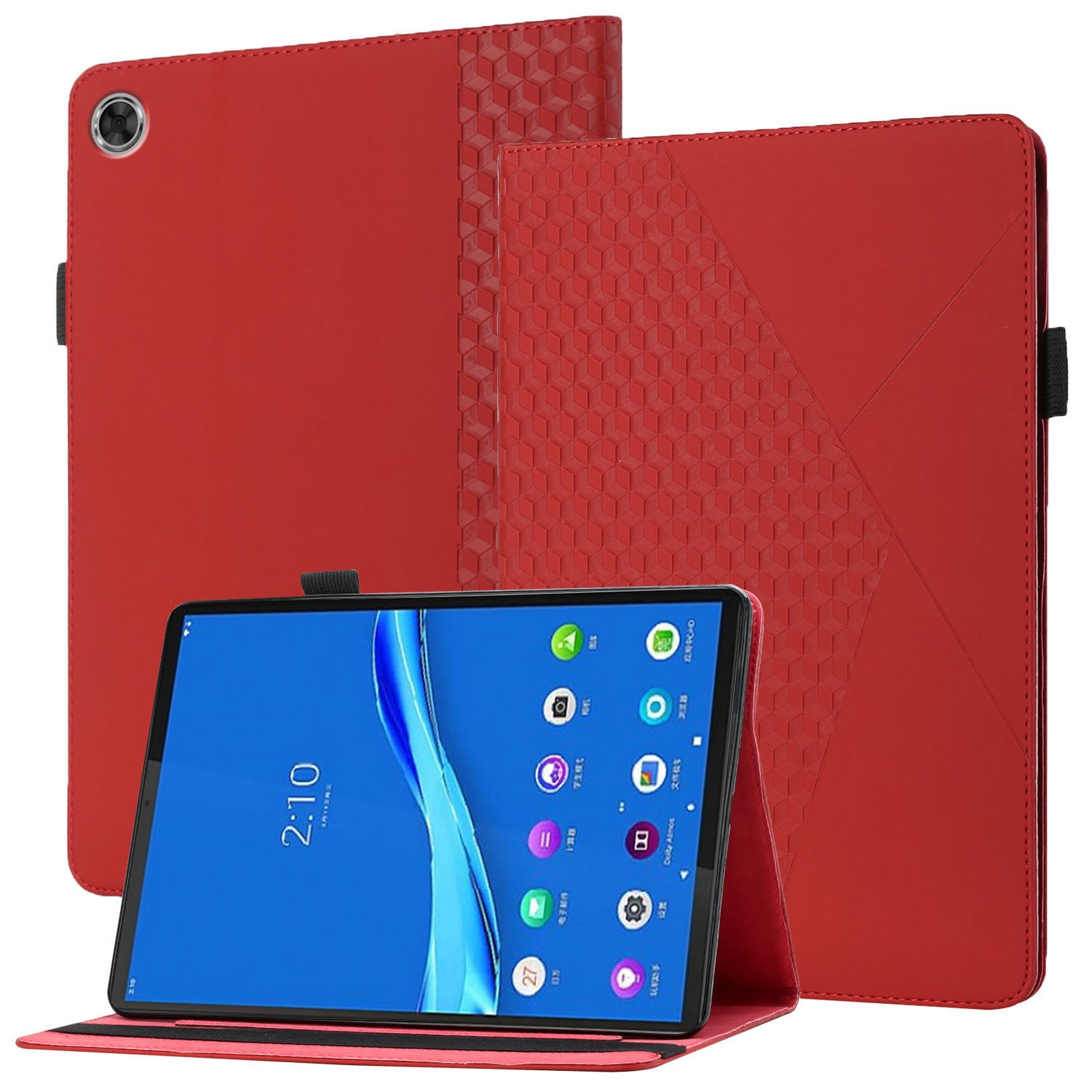 Drop-Proof Rhombus Imprinting Skin-Touch Leather + PU Tablet Protective Case Cover with Card Slots for Lenovo Tab M10 Plus TB-X606F