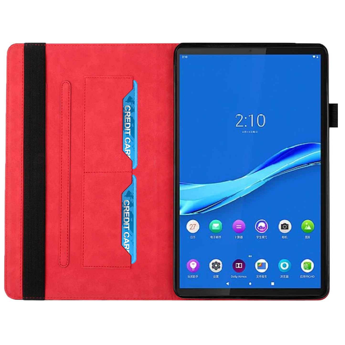 Drop-Proof Rhombus Imprinting Skin-Touch Leather + PU Tablet Protective Case Cover with Card Slots for Lenovo Tab M10 Plus TB-X606F